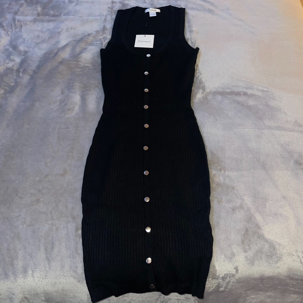 Black comfortable urban planet midi stretchy dress